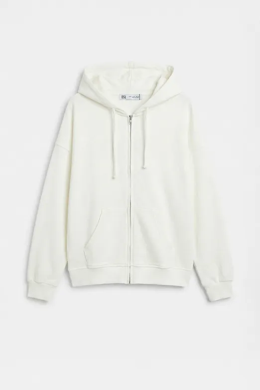 Bayan Ekru Kapüşonlu Oversize Sweatshirt - BSL