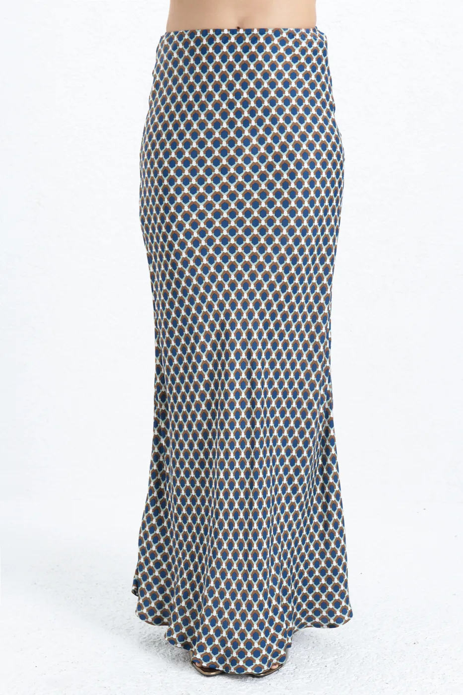 Bayan Lacivert Saten Maksi Etek