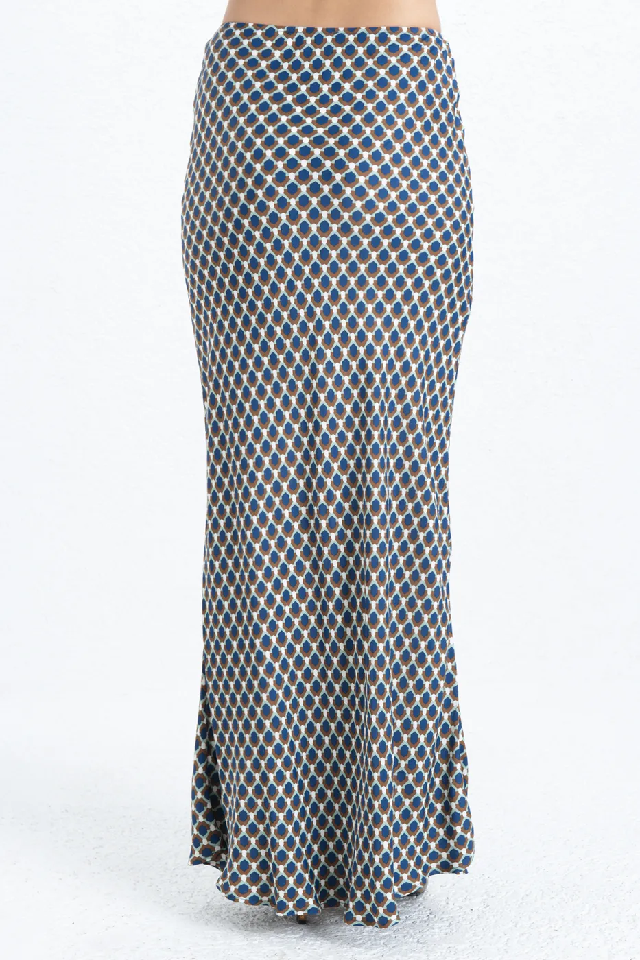 Bayan Lacivert Saten Maksi Etek