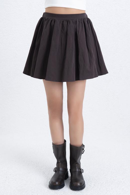 Volanlı Büzgülü Mini Etek