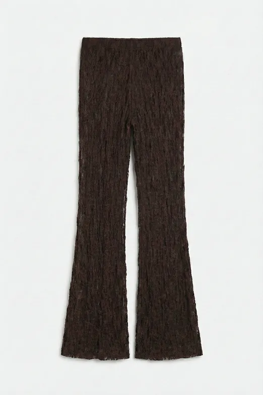 Bayan Kahverengi İspanyol Paça Dantel Pantolon - BSL