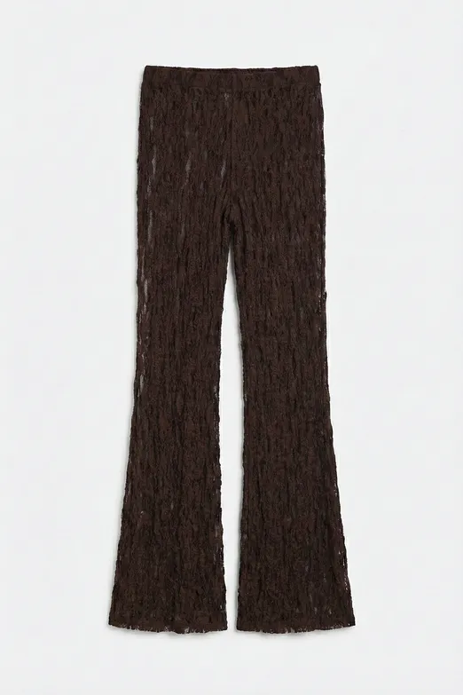 Bayan Kahverengi İspanyol Paça Dantel Pantolon - BSL