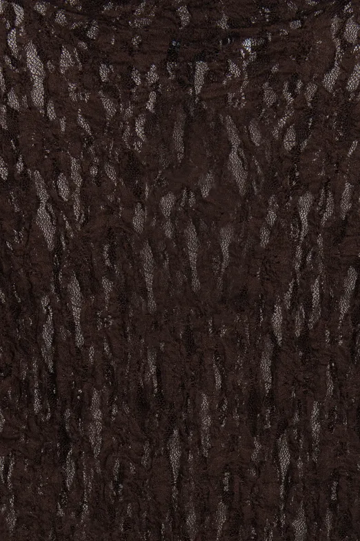 Bayan Kahverengi Dik Yakalı Dantel Bodysuit - BSL