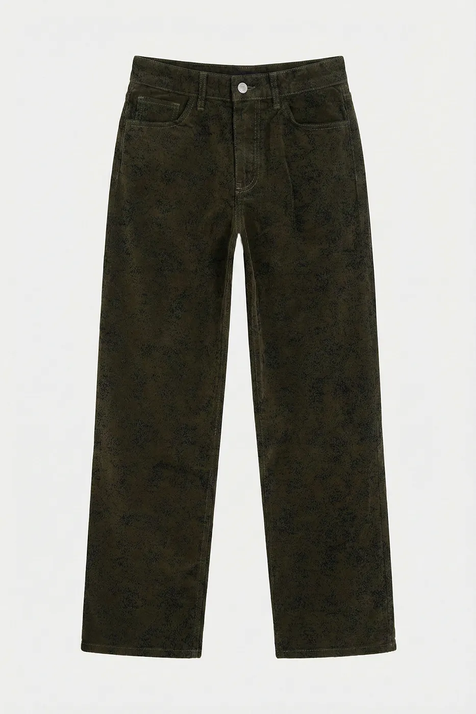 Bayan Yeşil Flok Baskılı Pantolon