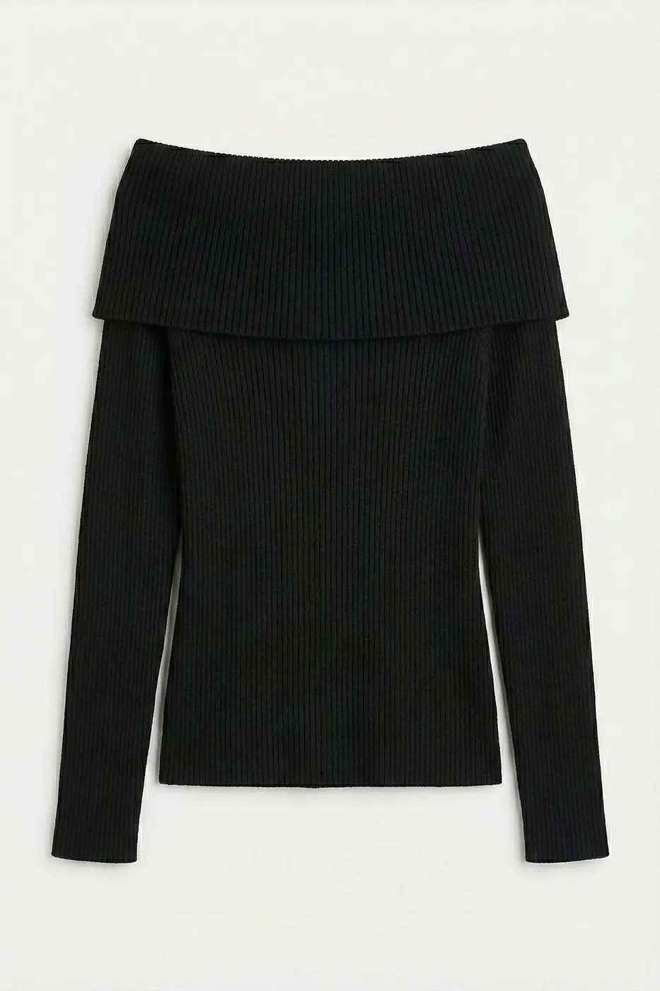 Bayan Siyah Madonna Yaka Fitilli Triko Top