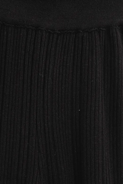 Bayan Siyah Fitilli Triko Pantolon - BSL