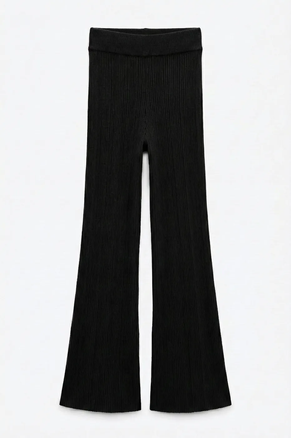 Bayan Siyah Fitilli Triko Pantolon