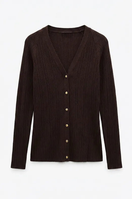 Bayan Kahverengi Fitilli Triko Top - BSL