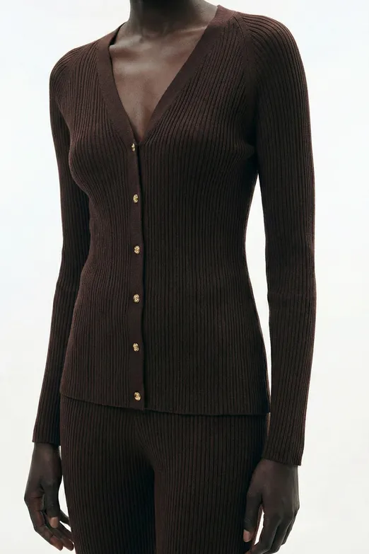 Bayan Kahverengi Fitilli Triko Top - BSL