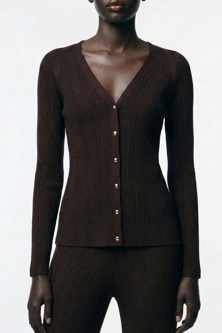 Bayan Kahverengi Fitilli Triko Top