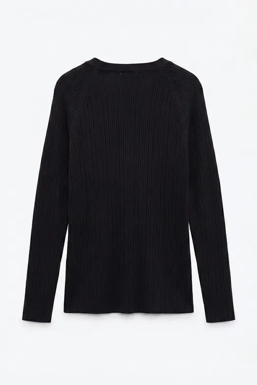 Bayan Siyah Fitilli Triko Top - BSL