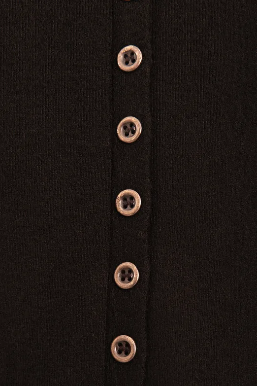 Bayan Kahverengi Bisiklet Yakalı Düğme Detaylı Hırka - BSL