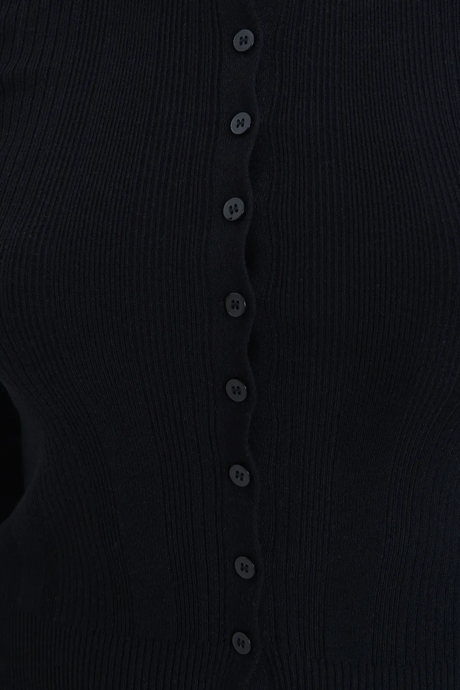 Bayan Siyah Bisiklet Yakalı Düğme Detaylı Hırka