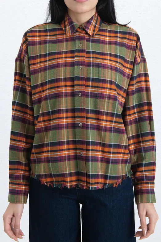 Bayan Yeşil Ekoseli Gömlek - BSL