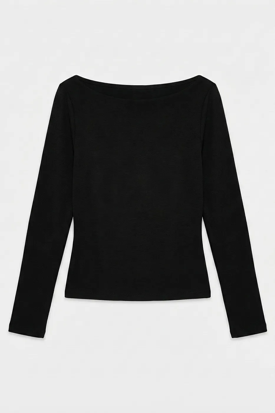 Bayan Siyah Kayık Yakalı Top