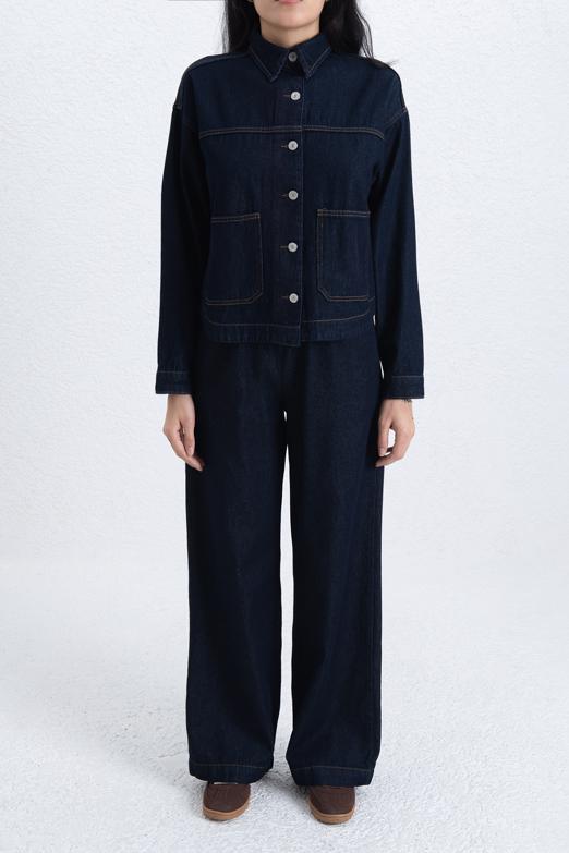 Bayan  Denim Düz Kesim Pantolon