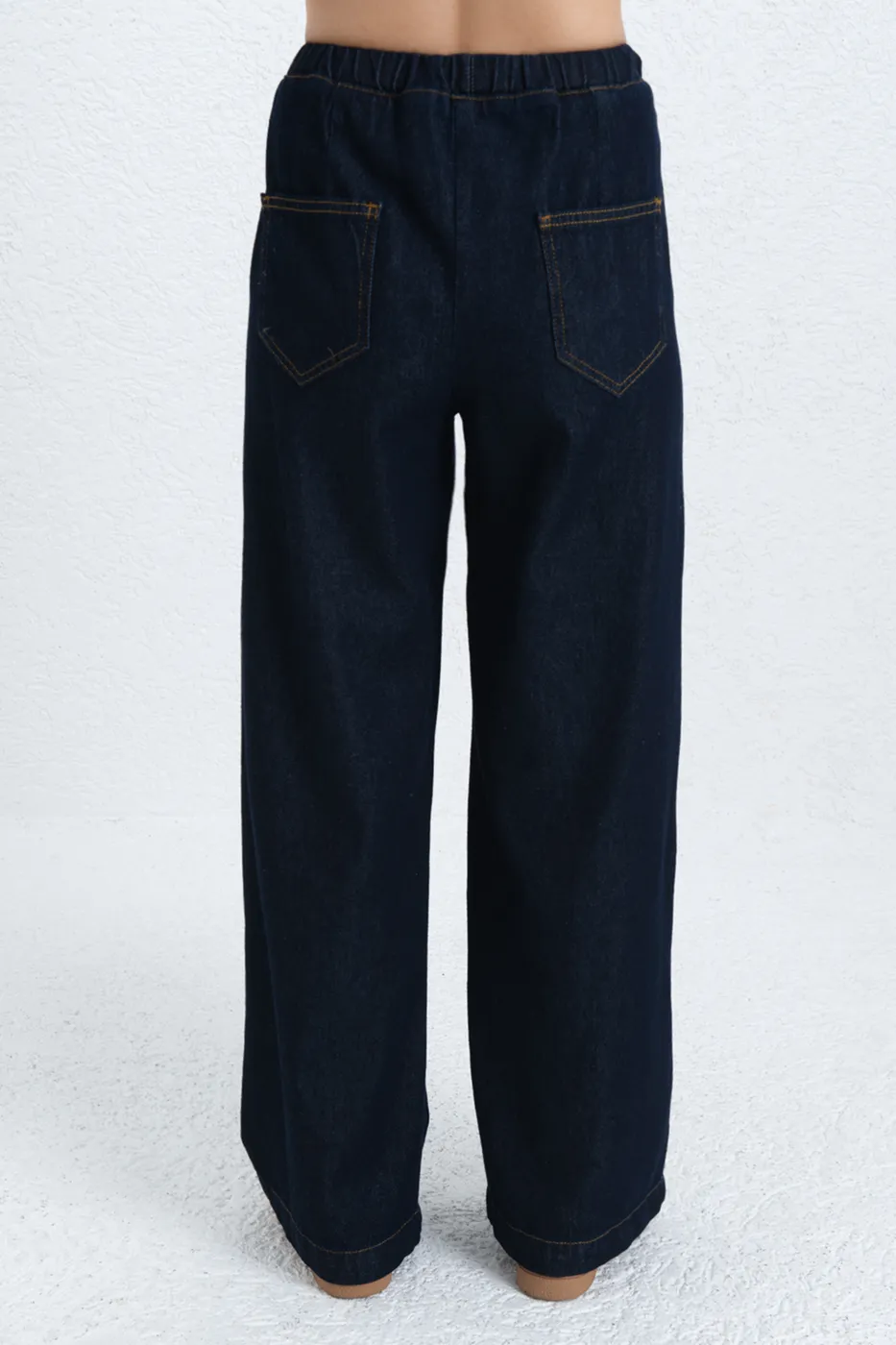 Bayan Lacivert Denim Düz Kesim Pantolon