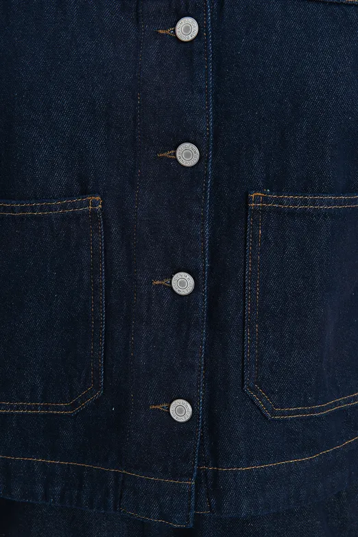 Bayan Lacivert Denim Düz Kesim Pantolon - BSL