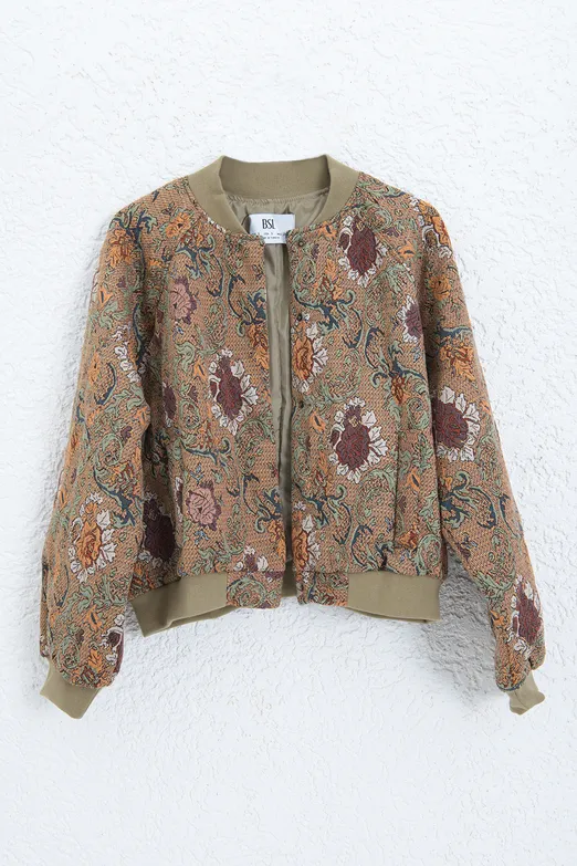 Bayan Multı Desenli Bomber Ceket - BSL