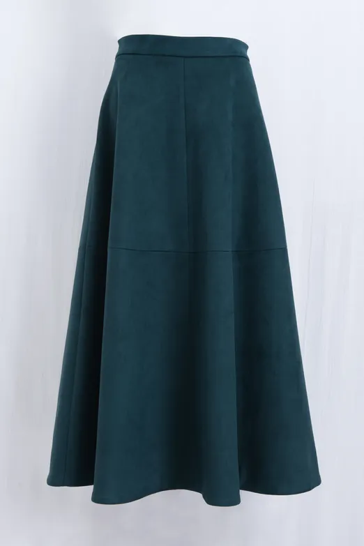 Bayan Yeşil Midi Kloş Etek - BSL