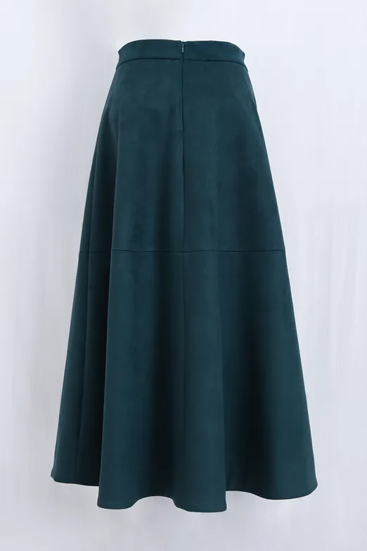 Bayan Yeşil Midi Kloş Etek - BSL