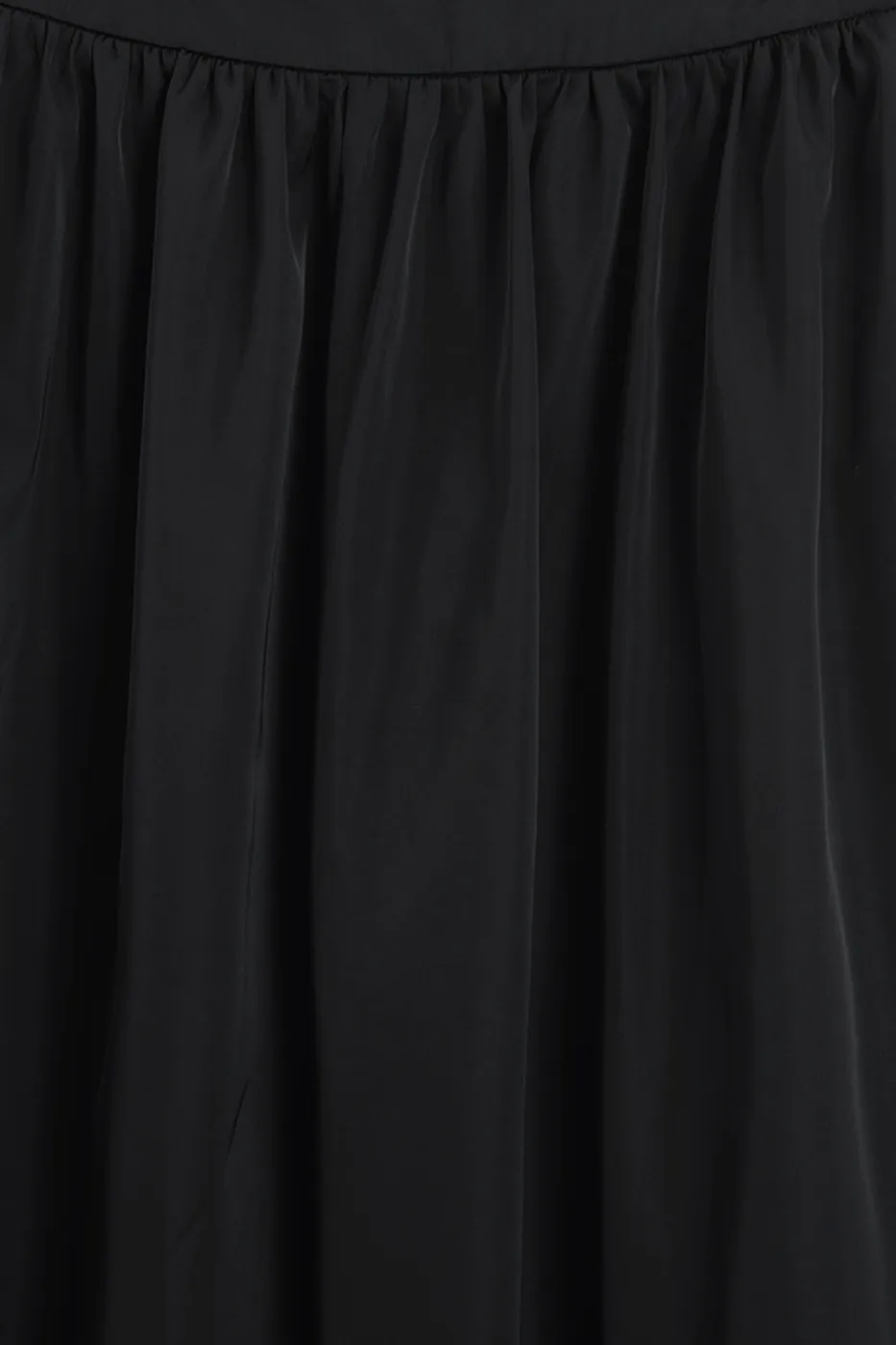 Bayan Siyah Büzgülü Midi Etek