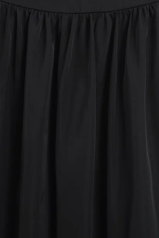 Bayan Siyah Büzgülü Midi Etek - BSL