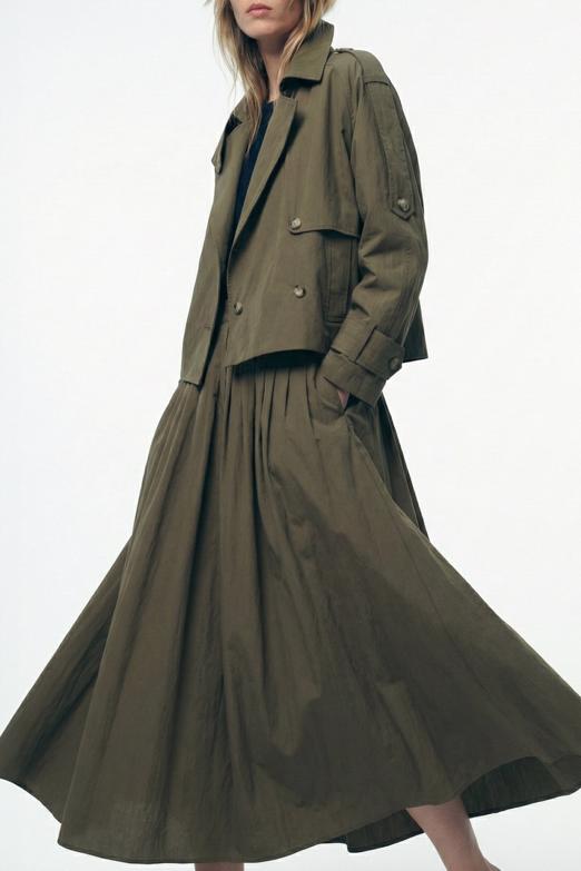 Pile Detaylı Midi Elbise