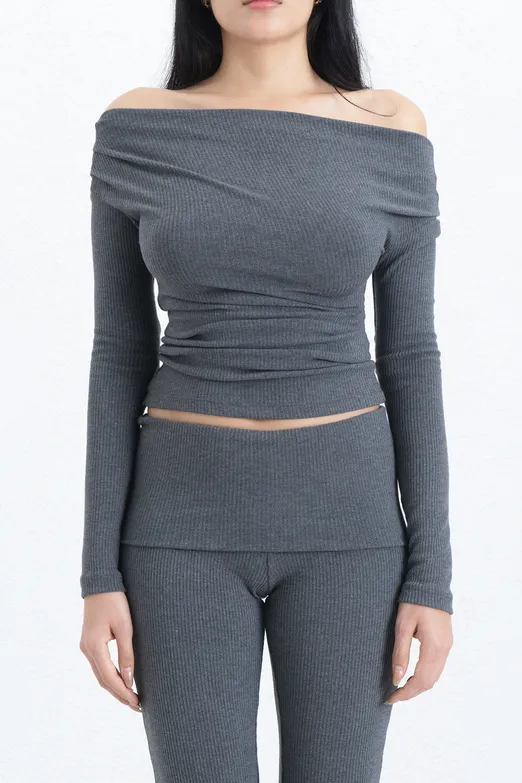 Bayan Gri Fitilli Slim Top - BSL