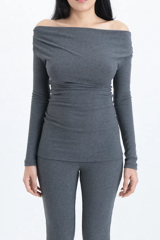 Bayan Gri Fitilli Slim Top - BSL