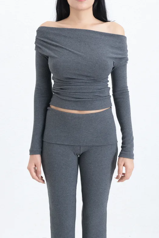 Bayan Gri Fitilli Slim Top - BSL