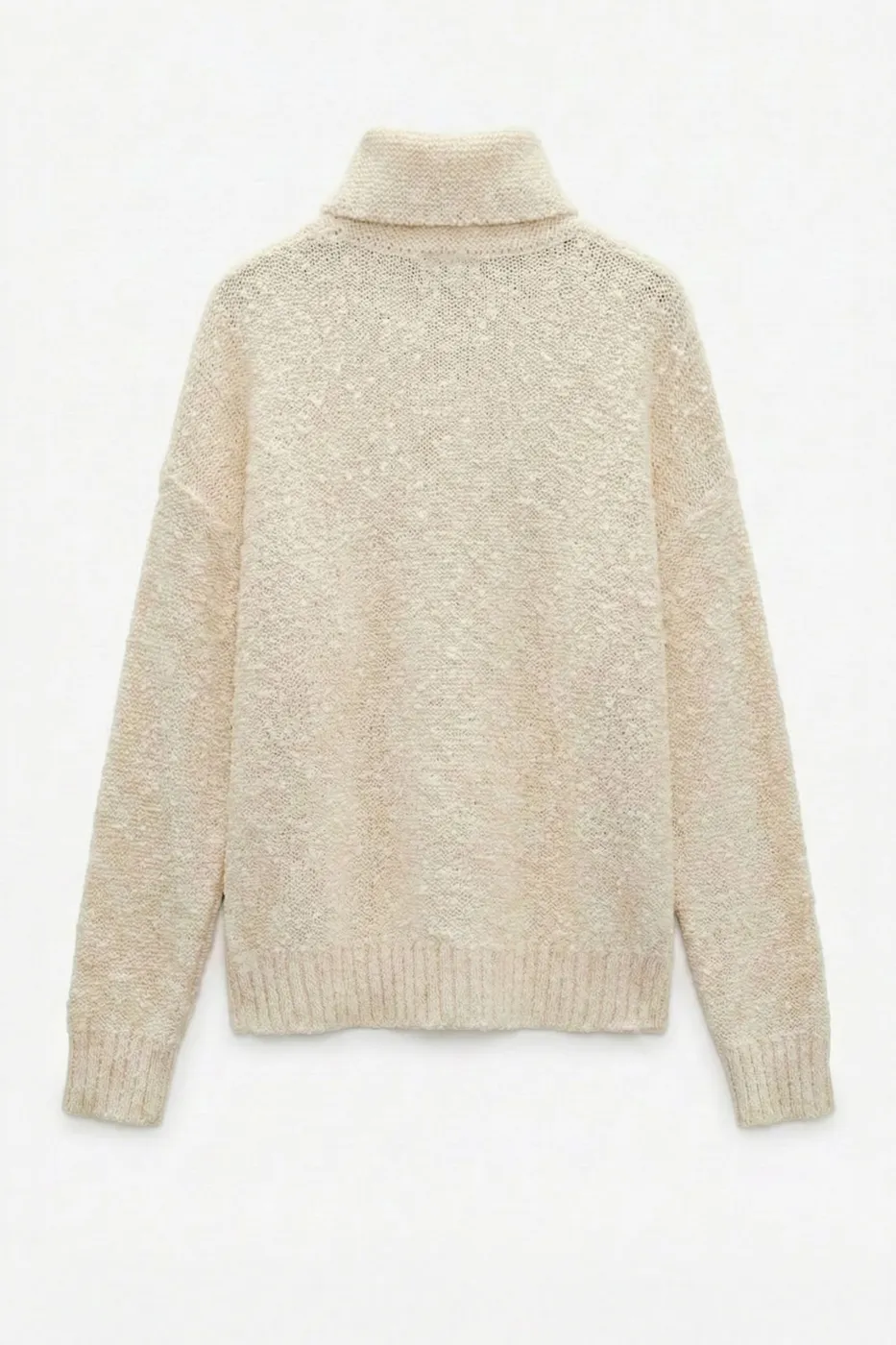 Bayan Ekru Boğazlı Oversize Kazak