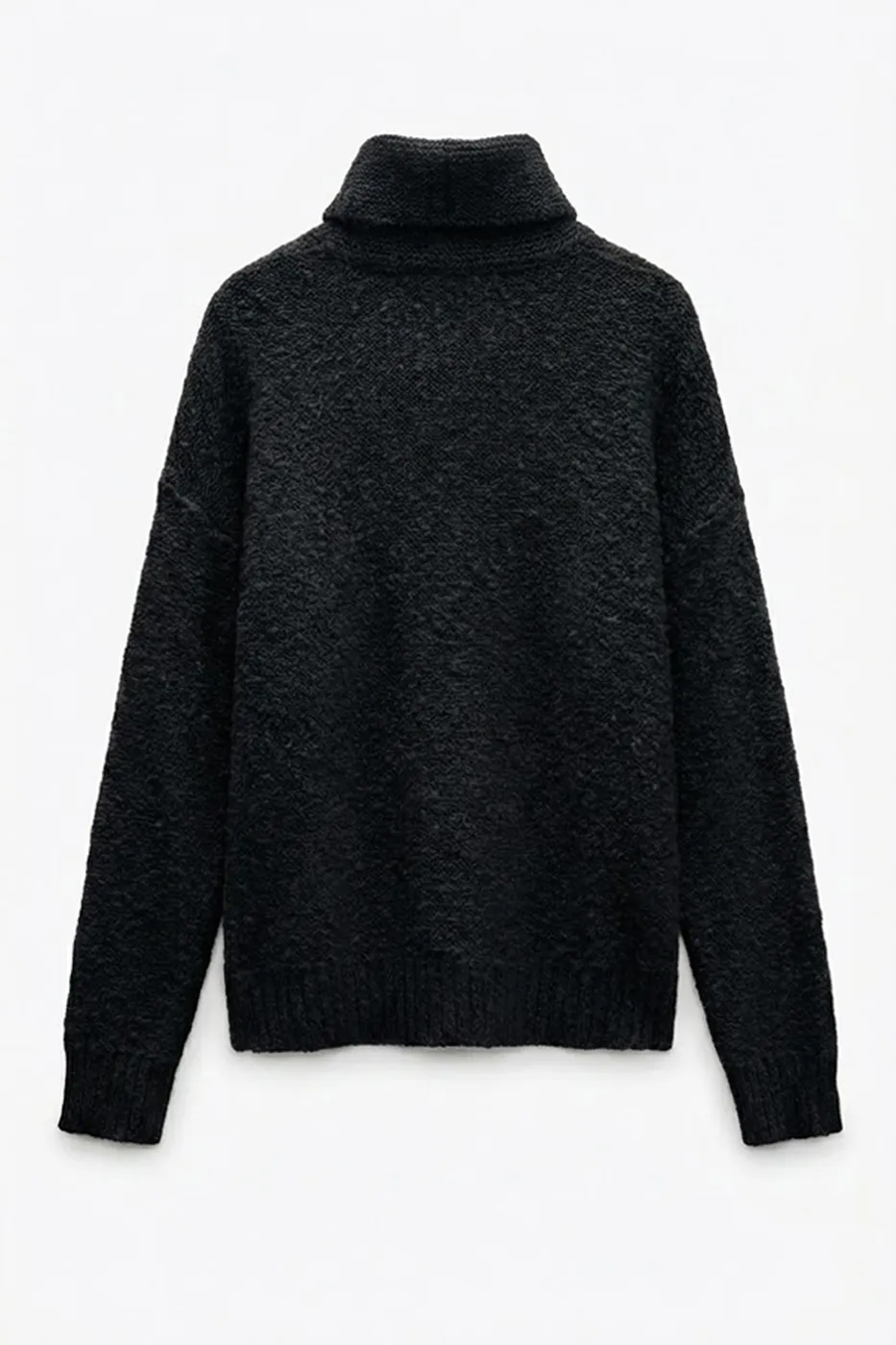 Bayan Siyah Boğazlı Oversize Kazak