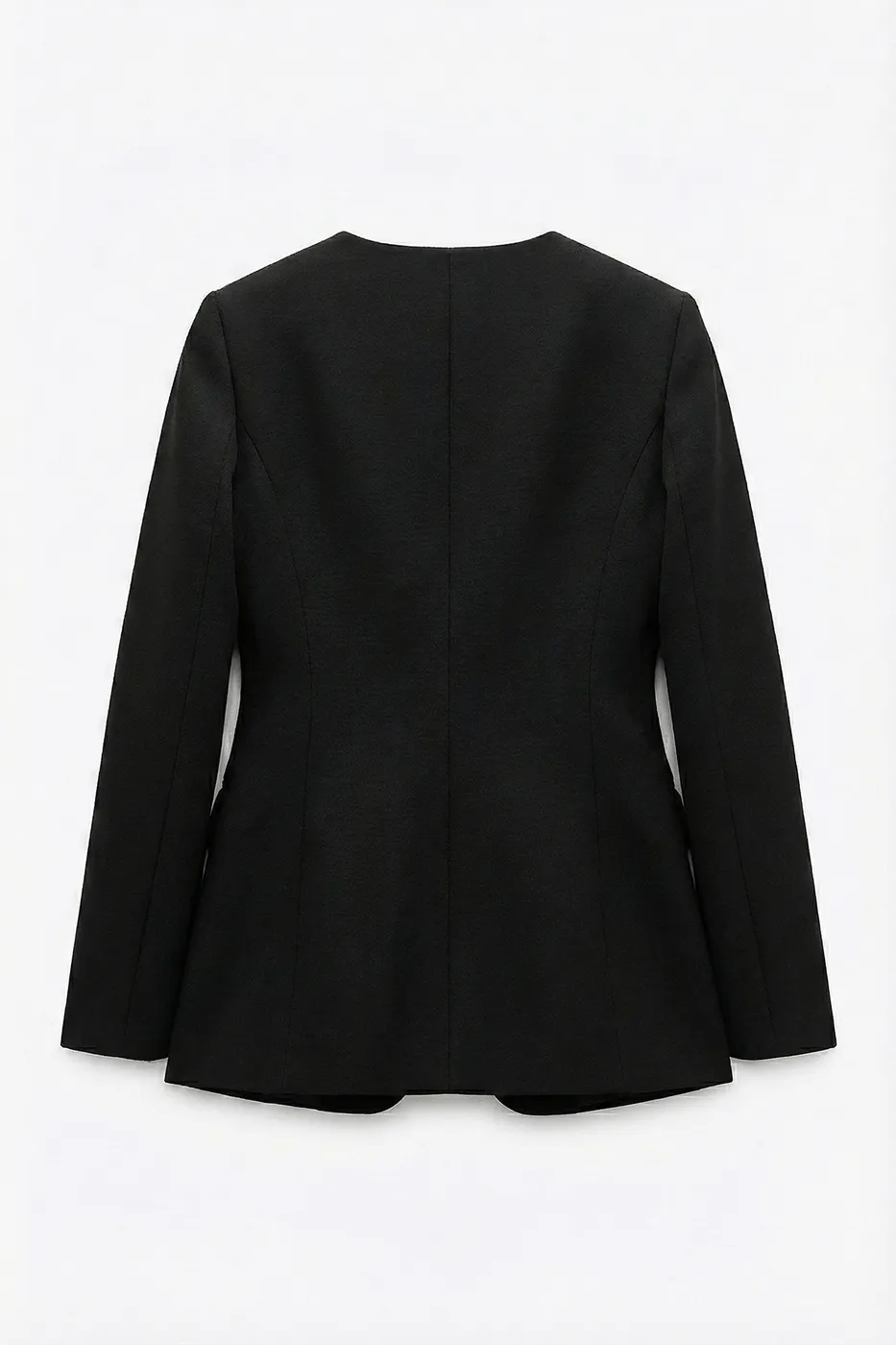 Bayan Siyah Düğmeli  Yakasız Blazer Ceket