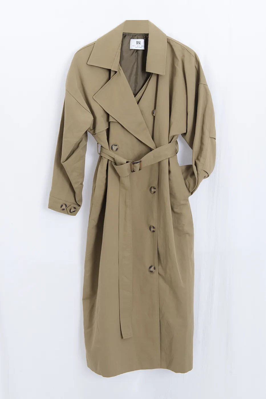 Bayan Haki Oversize Pamuklu Trençkot