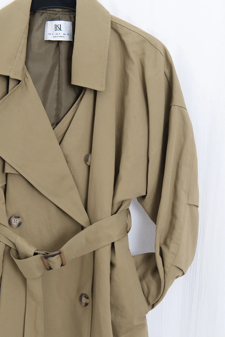 Bayan Haki Oversize Pamuklu Trençkot