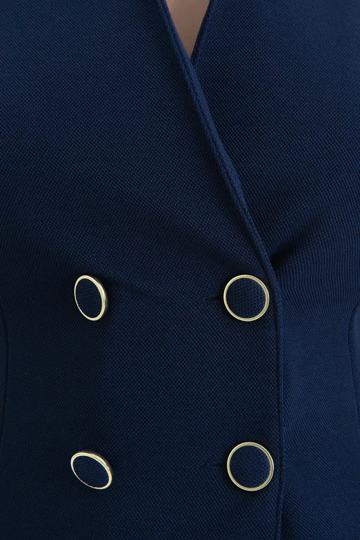 Bayan Lacivert Kruvaze Kapama Yelek - BSL