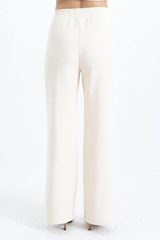 Bayan Bej Düz Kesim Bol Pantolon - BSL