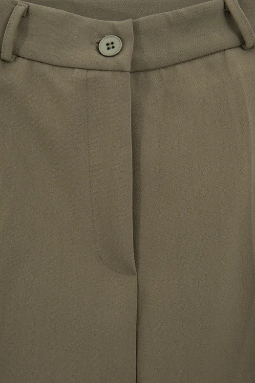 Bayan Haki Düz Kesim Pantolon - BSL