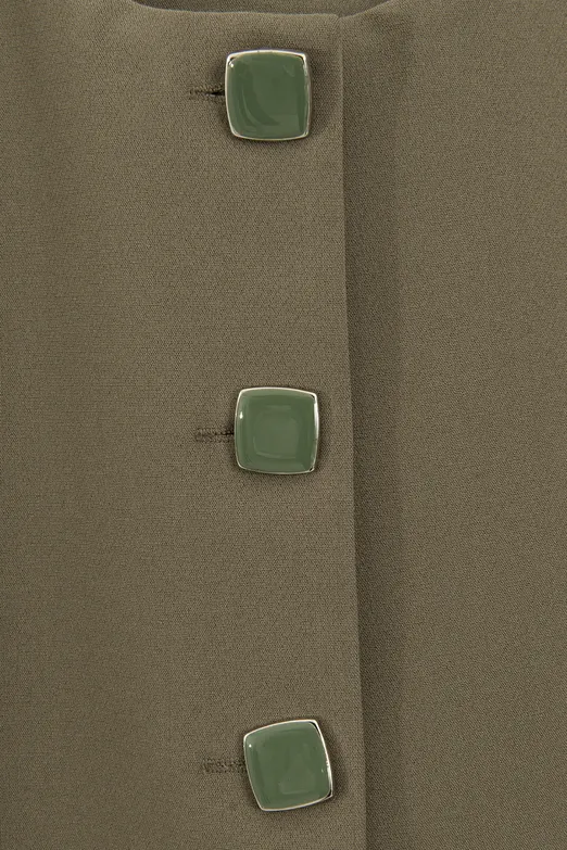 Bayan Haki Yuvarlak Yakalı Yelek - BSL