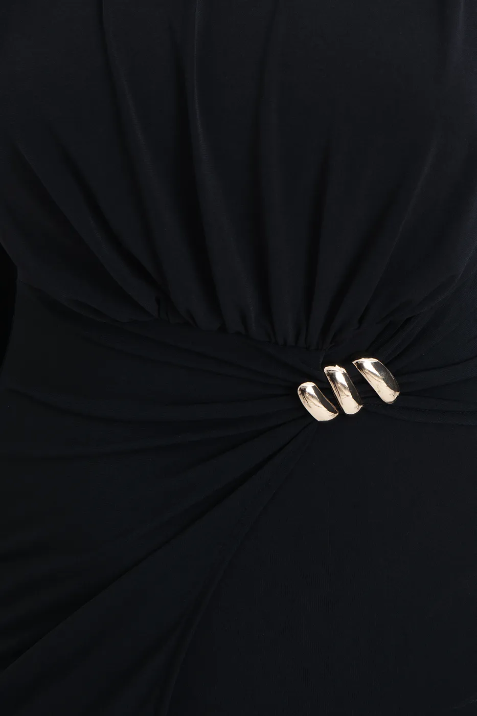 Bayan Siyah Toka Detaylı Midi Elbise