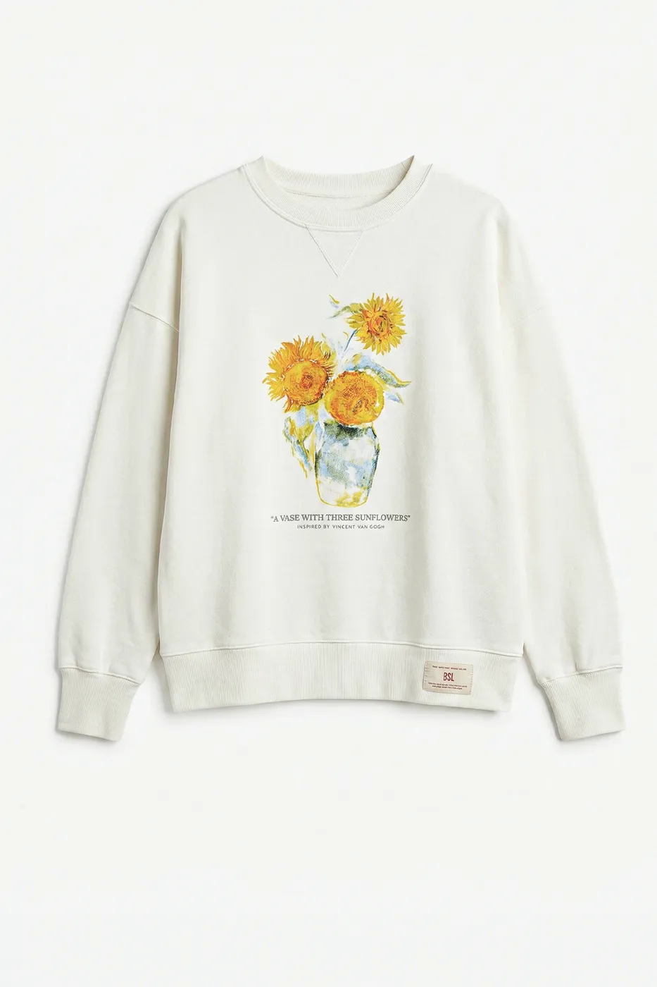 Bayan Ekru Baskılı Basic Sweatsirt