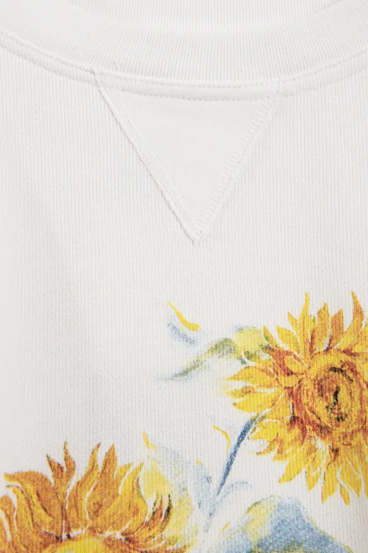 Bayan Ekru Baskılı Basic Sweatsirt - BSL