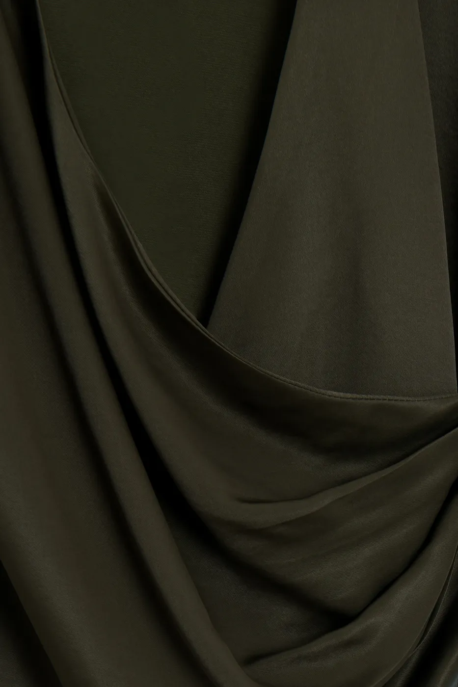 Bayan Haki Kruvaze Yaka Saten Bluz