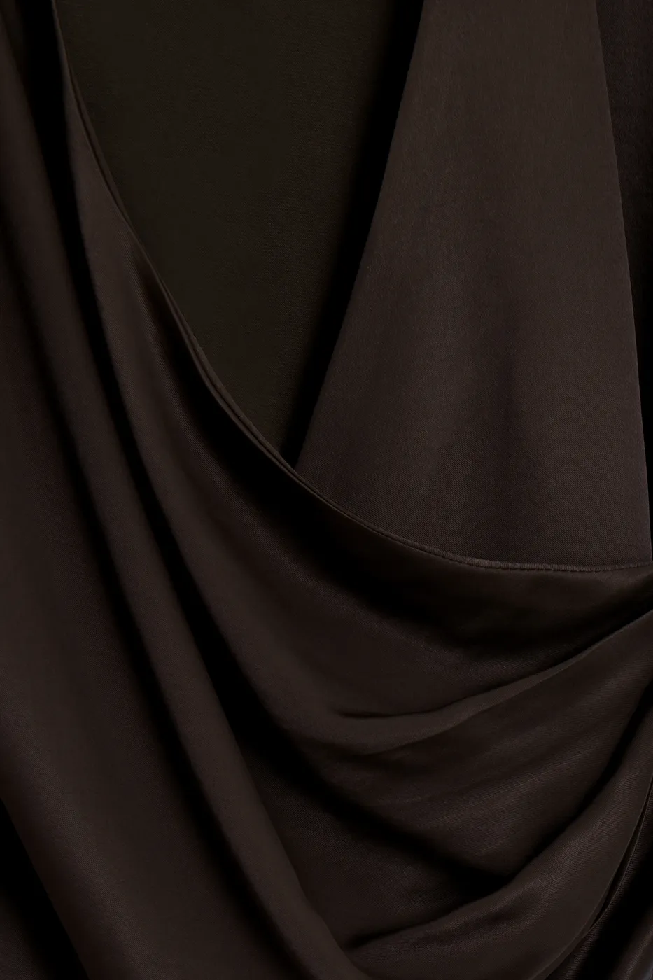 Bayan Kahverengi Kruvaze Yaka Saten Bluz