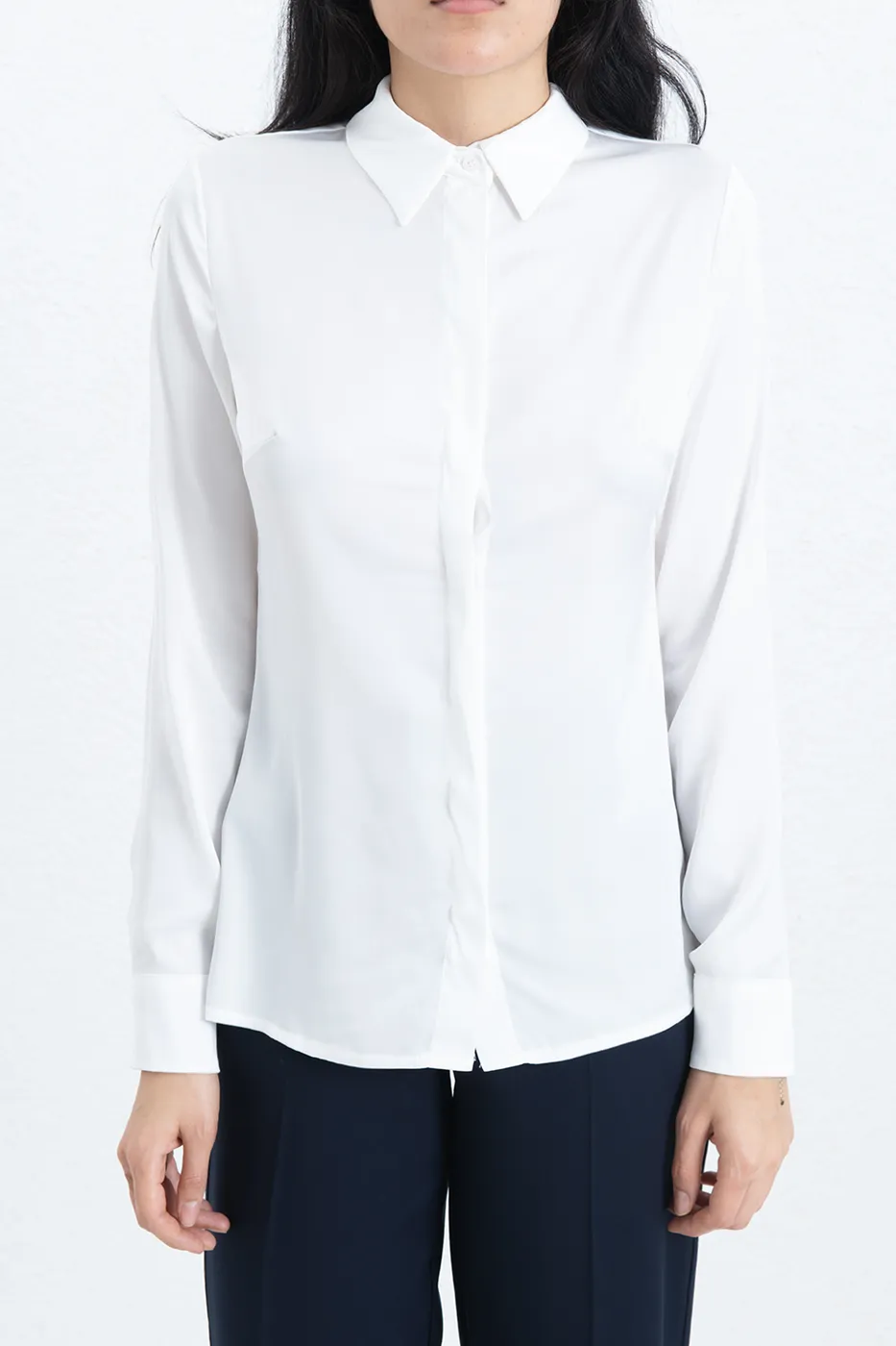 Bayan Beyaz Poplin Gömlek