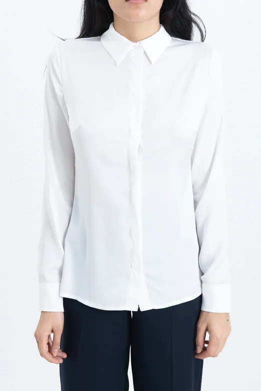 Bayan Beyaz Poplin Gömlek - BSL