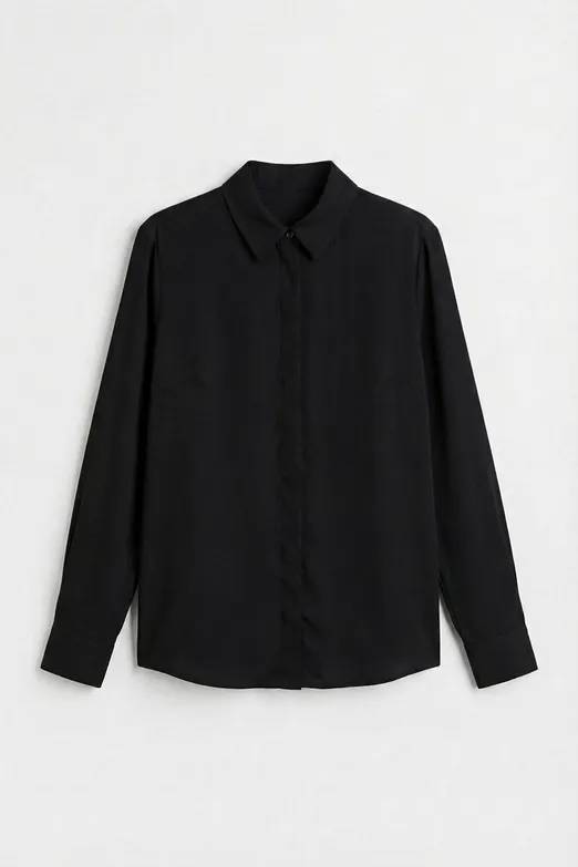 Bayan Siyah Poplin Gömlek - BSL