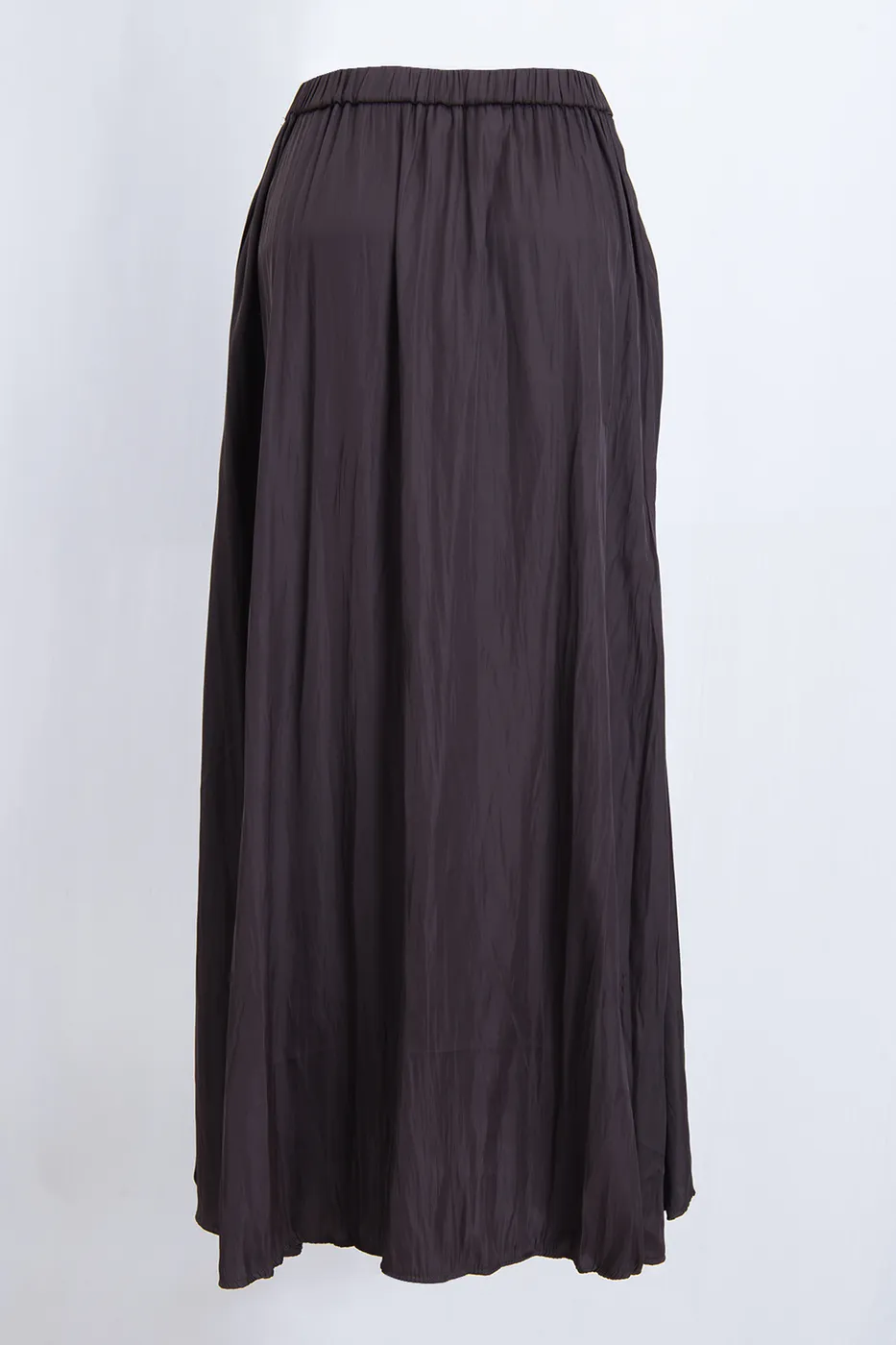 Bayan Kahverengi Kraşlı Saten Midi Etek