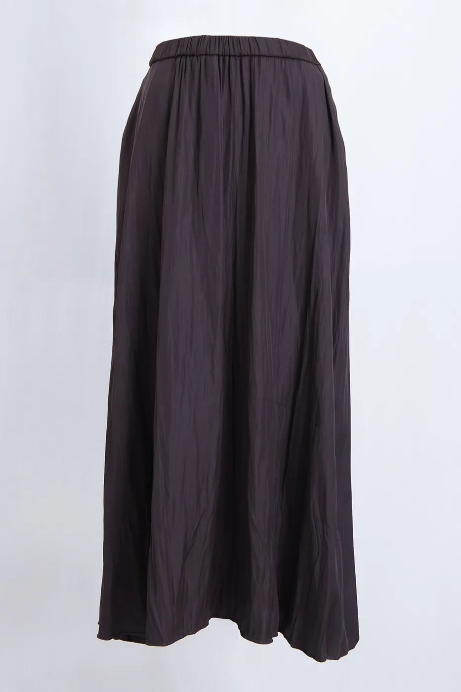 Bayan Kahverengi Kraşlı Saten Midi Etek